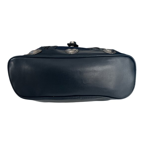 VTG Western-Inspired Dark Navy Blue Denim & Faux Leather Handbag - Picture 5 of 7